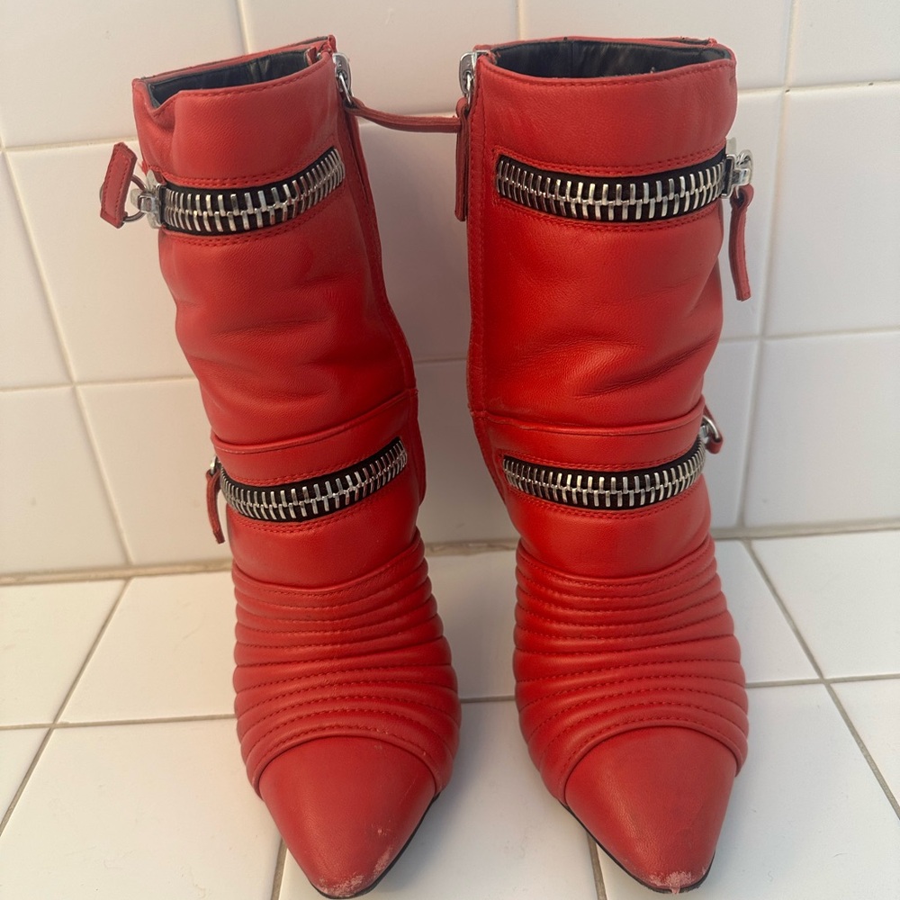 Giuseppe Zanotti Red Quilted Ankle Booties